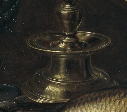 The detailed metalwork and reflections show the artist's skill in rendering different materials.