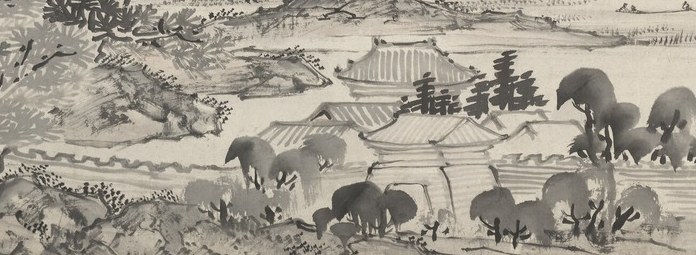 Look closely for the small village houses among the trees.