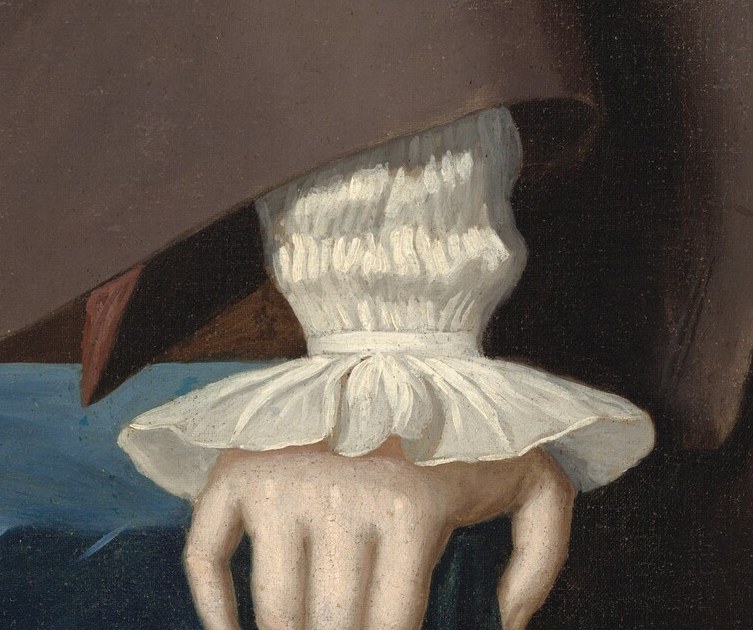 The crisp white cravat and ruffled cuffs also speak of his wealth.