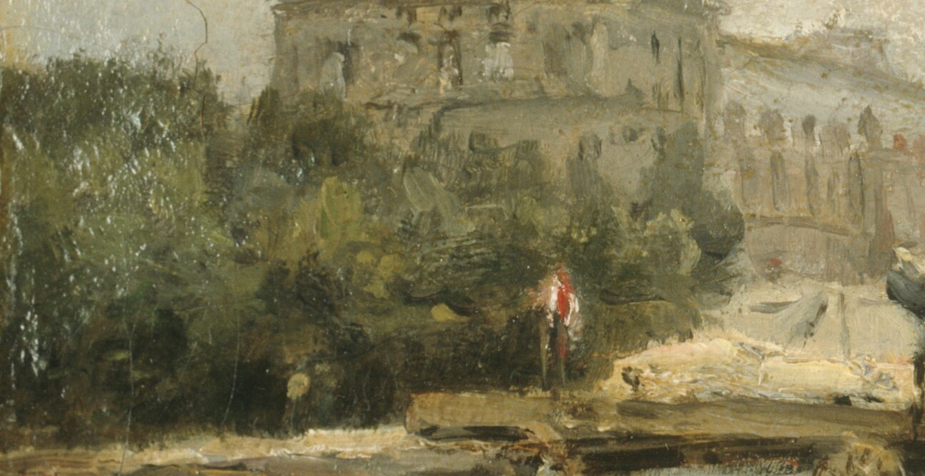 His works, like this one, subtly blend city and nature.