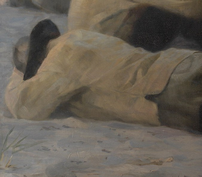 This painting offers a quiet glimpse into their hard daily lives.