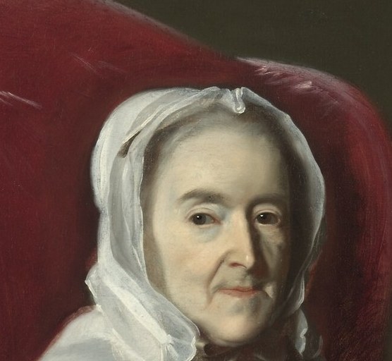 Her quiet elegance is captured by John Singleton Copley.