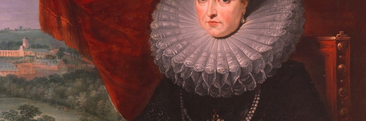 The starched, lace-like ruff is a marvel of textile rendering, emphasizing her status and the fashion of the era.