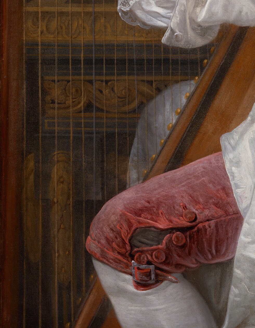 A single dash of crimson velvet anchors the whole composition.
