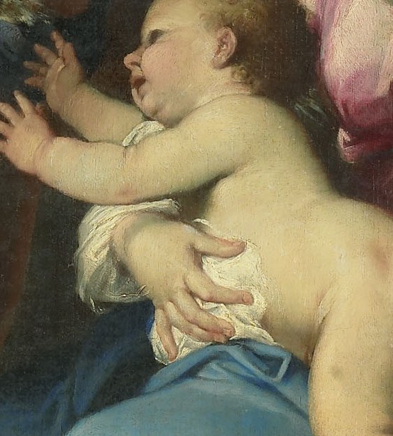 Look at Mary's hands, gently cradling the Christ Child.