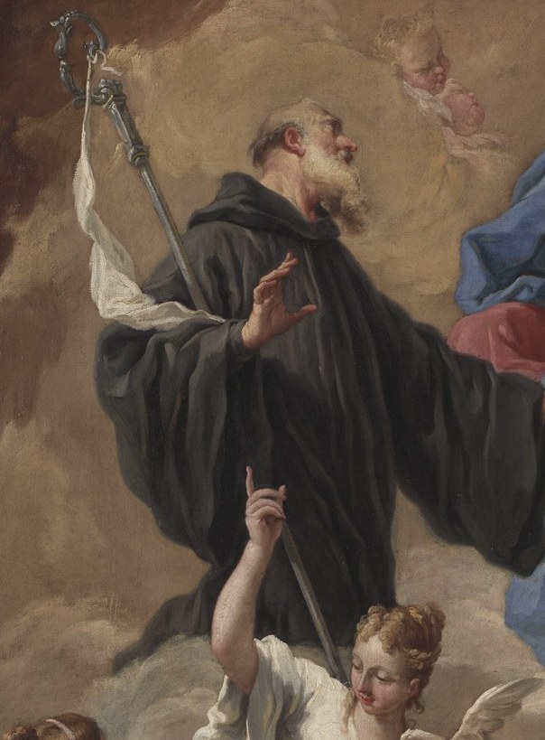 Saint Dominic presents her to the divine.
