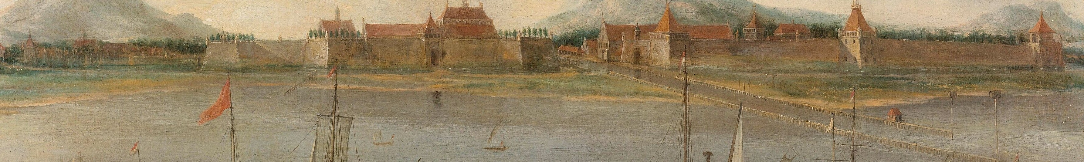 This sprawling cityscape hints at a prosperous and active port, the destination or origin of the ships.