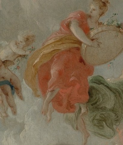 It features Flora, the goddess of flowers, and the west wind, Zephyr.