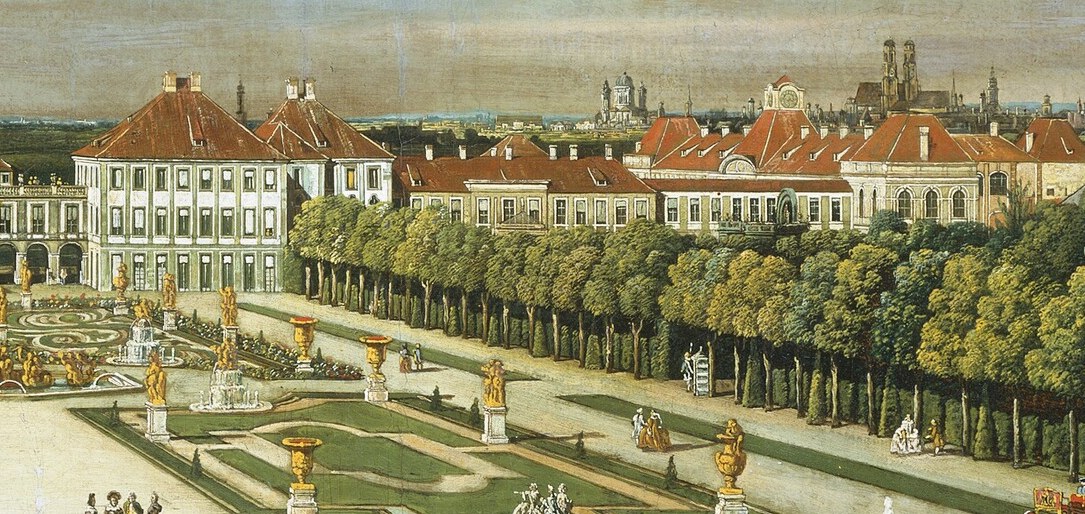 He captures the immense scale of Nymphenburg Palace.