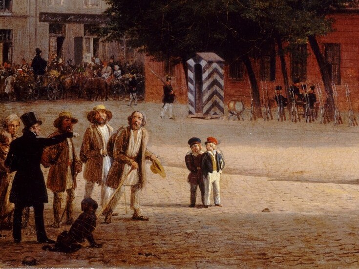 These figures, engaged in conversation and activity, provide a sense of scale and everyday life.