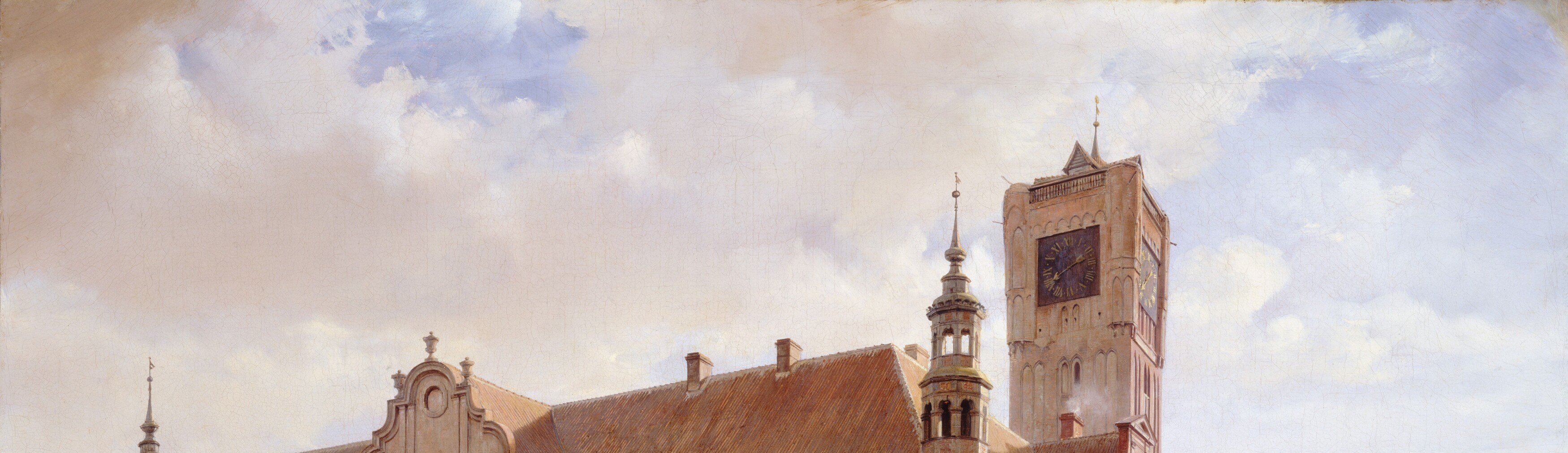 The dramatic sky suggests the weather and time of day, adding atmosphere to the scene.
