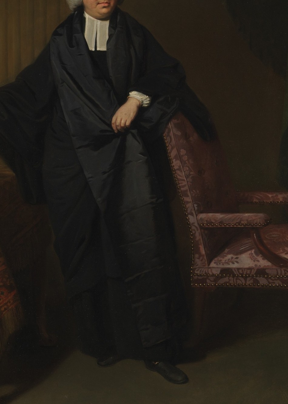 The voluminous folds of the robe create a sense of gravitas and also showcase the artist's skill in rendering fabric.