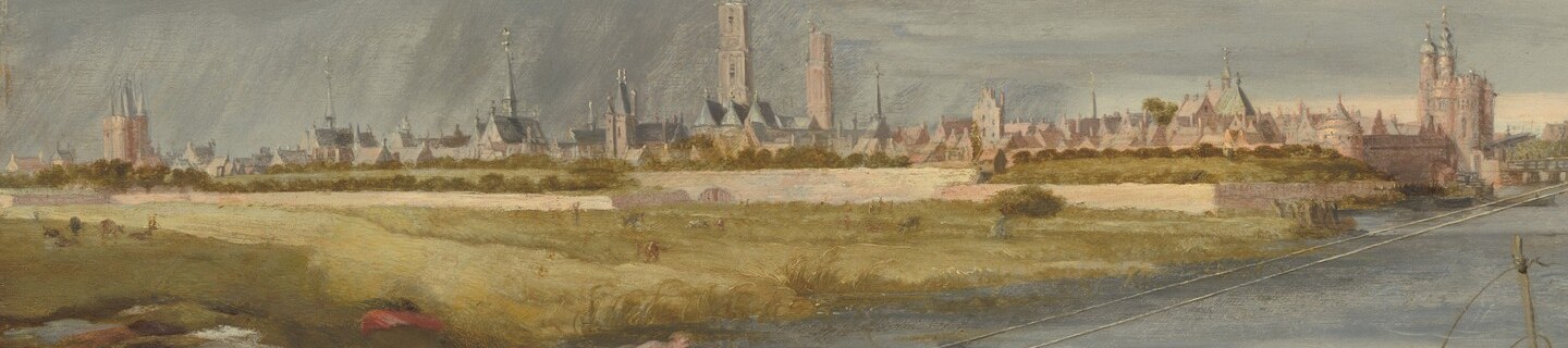 The light on the water is the painting's atmospheric engine; it separates foreground from city and gives the scene its luminous Dutch character