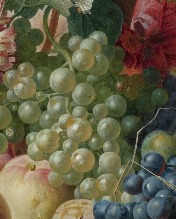 Grapes represent earthly pleasures.