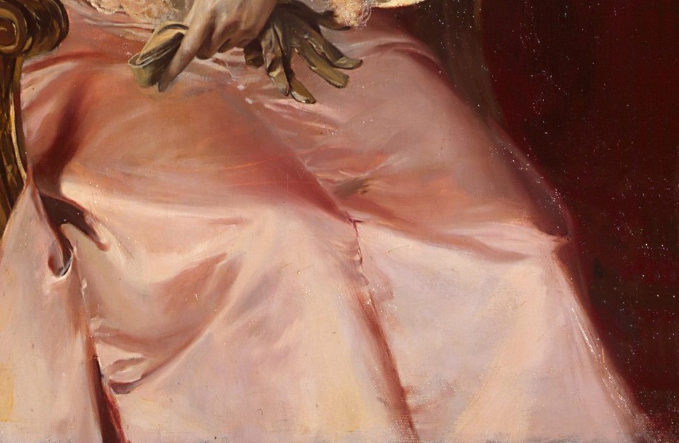The luminous quality of the silk and its voluminous folds create a sense of opulence and movement.