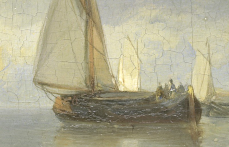 This smaller vessel adds depth to the river scene and suggests ongoing maritime activity.