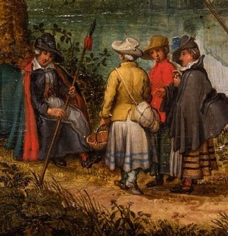 A man in red directs the embarkation.