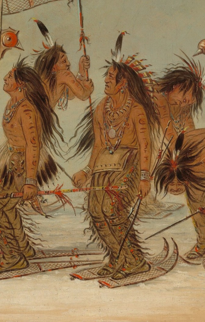 Illustrates another form of traditional weaponry and the active participation in the dance.