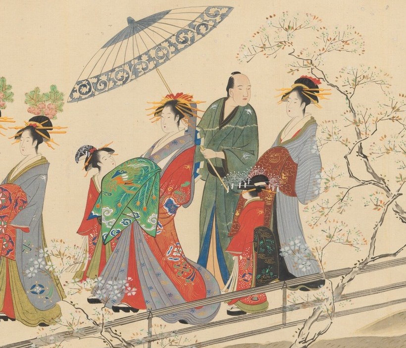 Each kimono pattern records a real textile design of the 1810s.