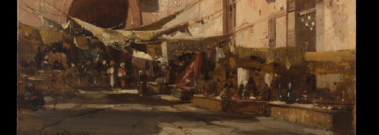 He captured the dramatic light of a bustling market.