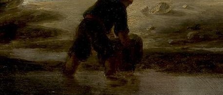 Look closely, at the painting's bottom left corner.