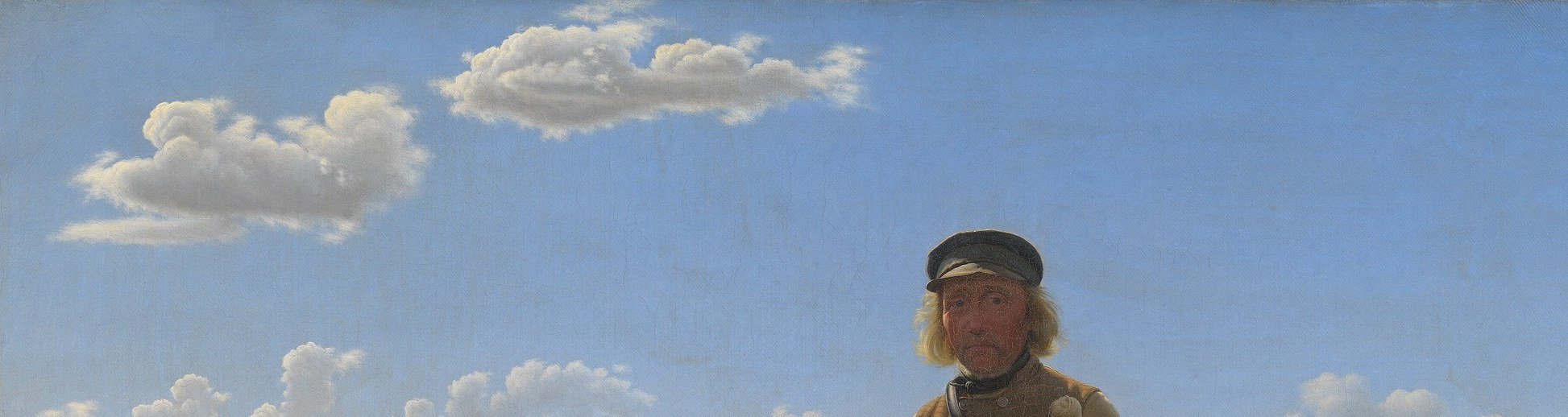 Takes up nearly a third of the canvas; the light from the clouds is the painting's primary illumination source and gives the flat moor its drama.