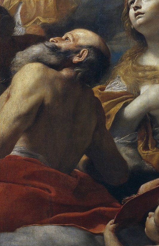 The intense focus on the book and the man's expression suggest the pursuit of knowledge and spiritual wisdom.