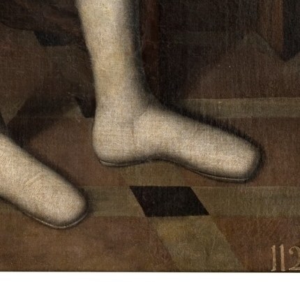 But look closely at his feet.