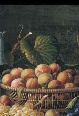 Tallest element, anchors the fruit pyramid; in 1855 America a pineapple was an explicit emblem of wealth, hospitality, and tropical trade ambition , scholars read it as Roesen's coded argument for national boundlessness.