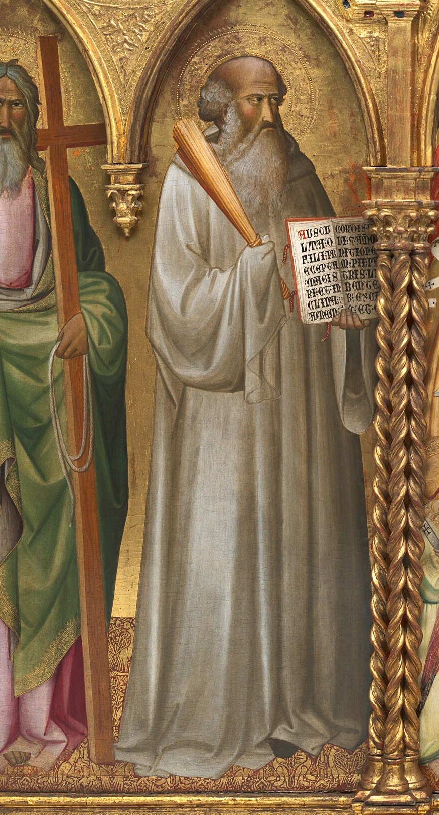 His weathered face and stoic posture convey a sense of steadfast faith.