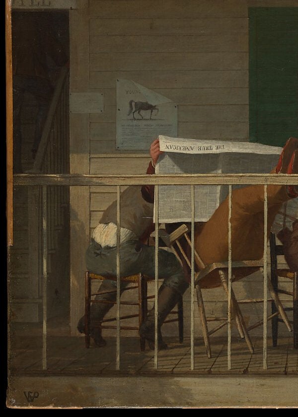 A working man reads the news.