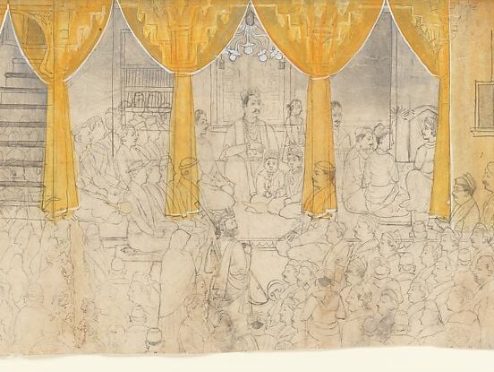 These curtains were painted for a king's palace in Rajasthan.
