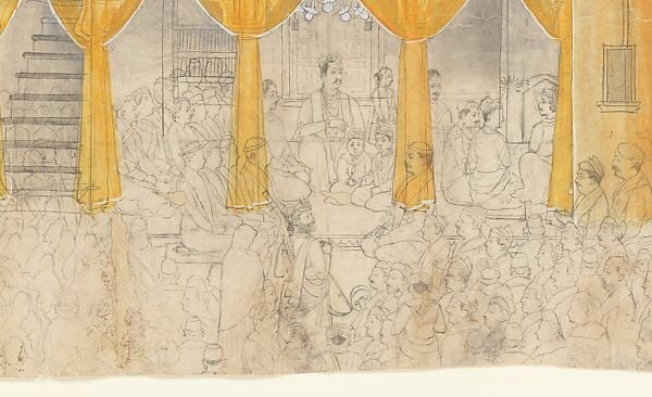 The artist used opaque watercolor, glazed in thin transparent layers.