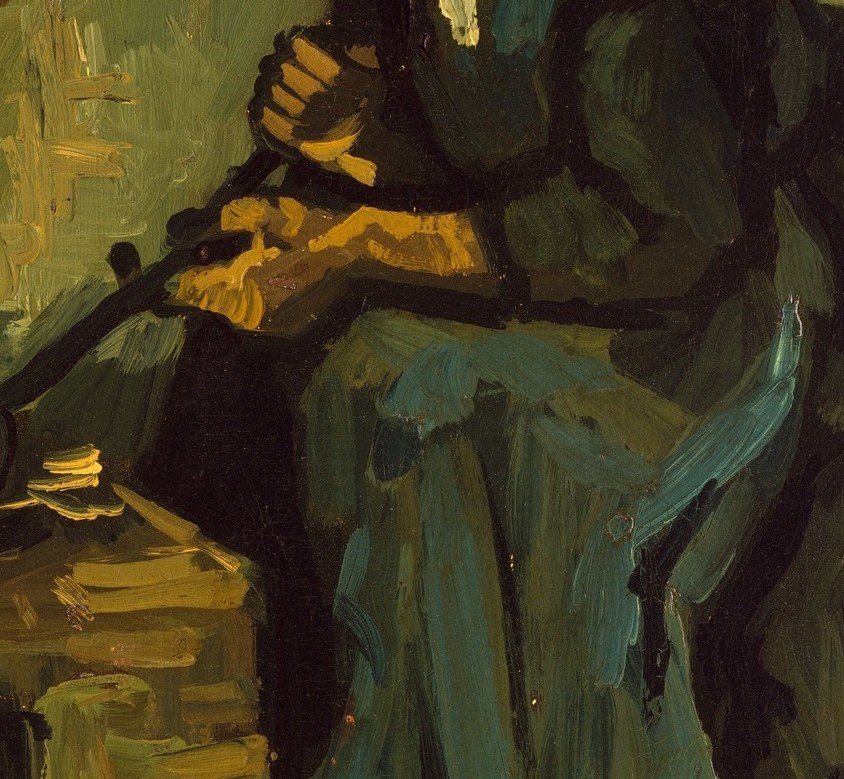 A prime candidate for a technique close-up , each brushstroke is proud of the canvas surface, making the paint itself a subject; characteristic Nuenen period handling