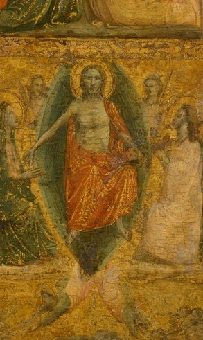 Here, Christ rises, symbolizing new life.