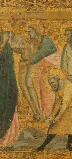 And here, a woman mourns over his body.
