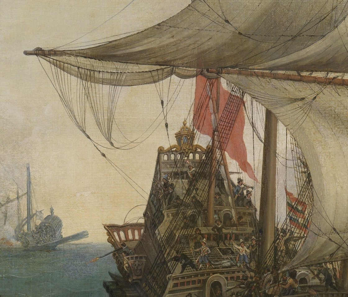 The Dutch ships aggressively rammed the Spanish galleys.