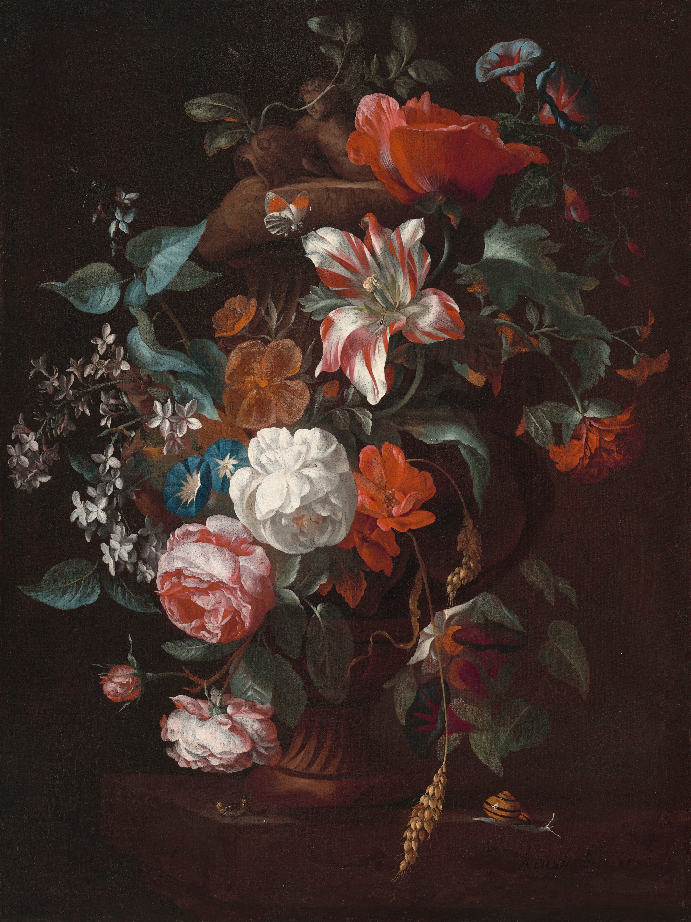 He used a dark background to make the blooms stand out.