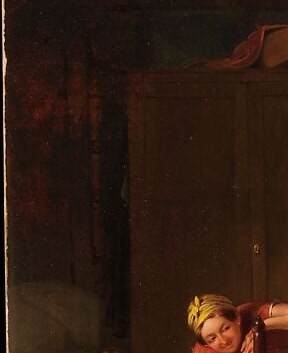 Look in the doorway. More children linger there.