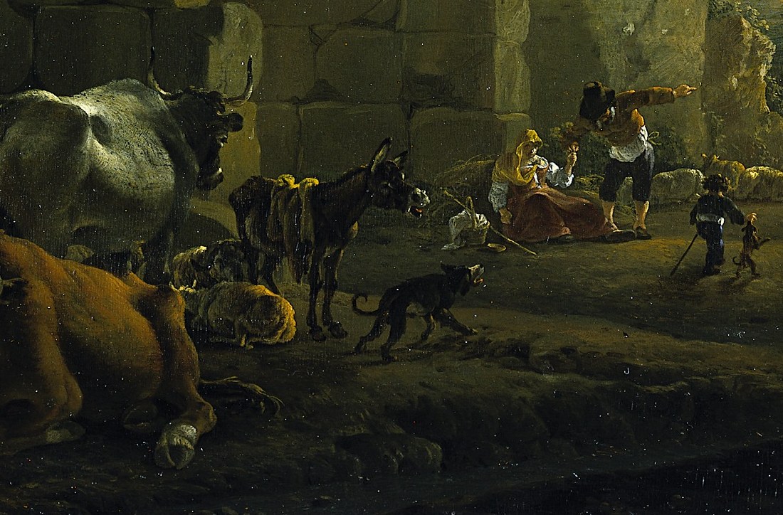 Their quiet presence contrasts with the monumental ruins.