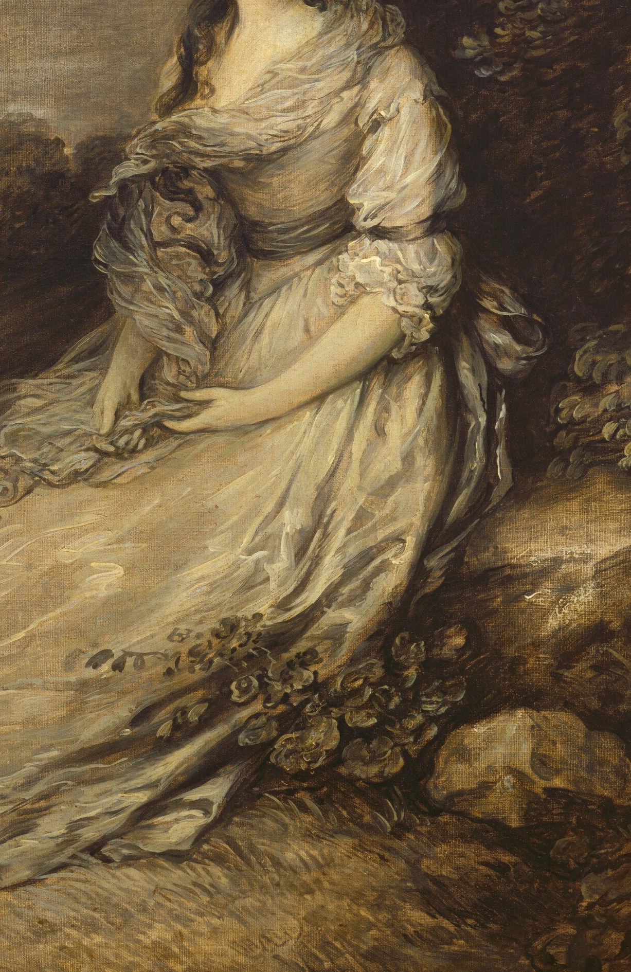 But look closely at the fabric of her gown.