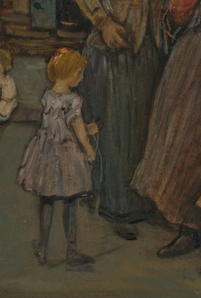 Notice the small girl in white at center.