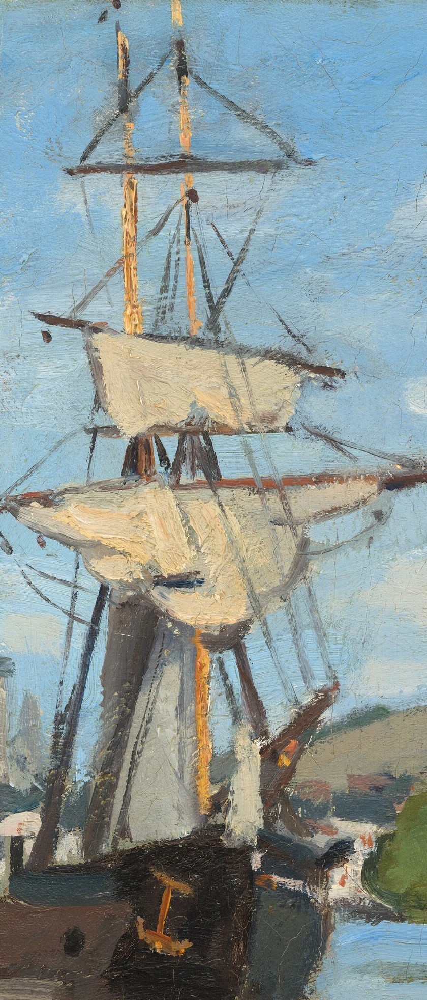 Its height and rigging suggest the scale and complexity of maritime travel in the era.
