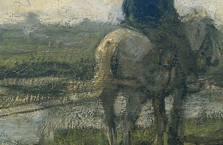 The rider's back is turned, facing the long journey ahead.