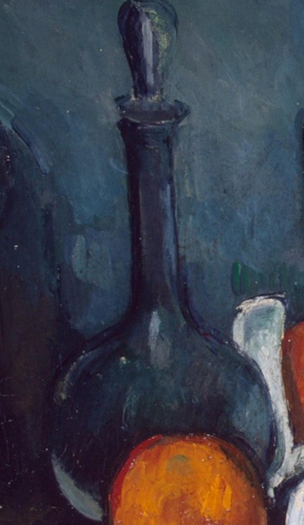 Its dark, imposing shape anchors the composition and contrasts with the lighter elements.