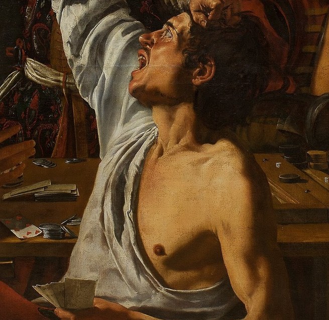 Look at the screaming man's anguish.
