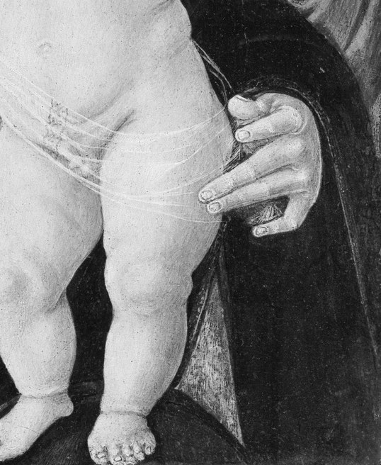 The exposed skin was deemed improper for a sacred altarpiece.