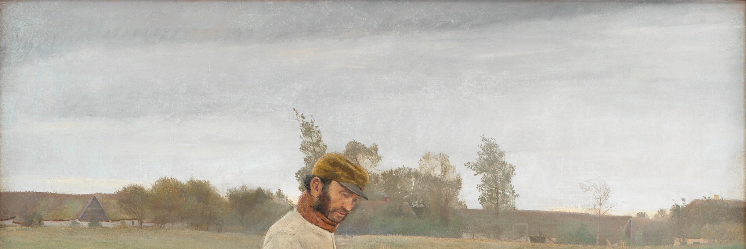 The muted sky adds to the somber mood.