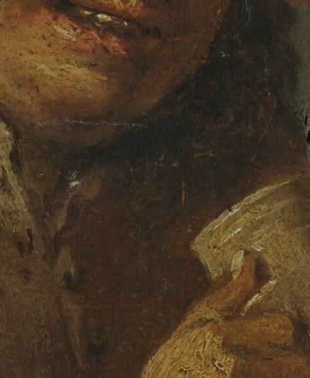 He holds a jug, a common symbol of sustenance and hospitality.