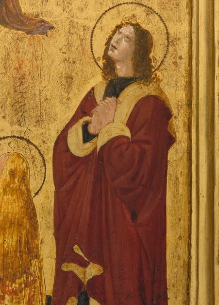 While this man looks up, his clasped hands show faith and hope.
